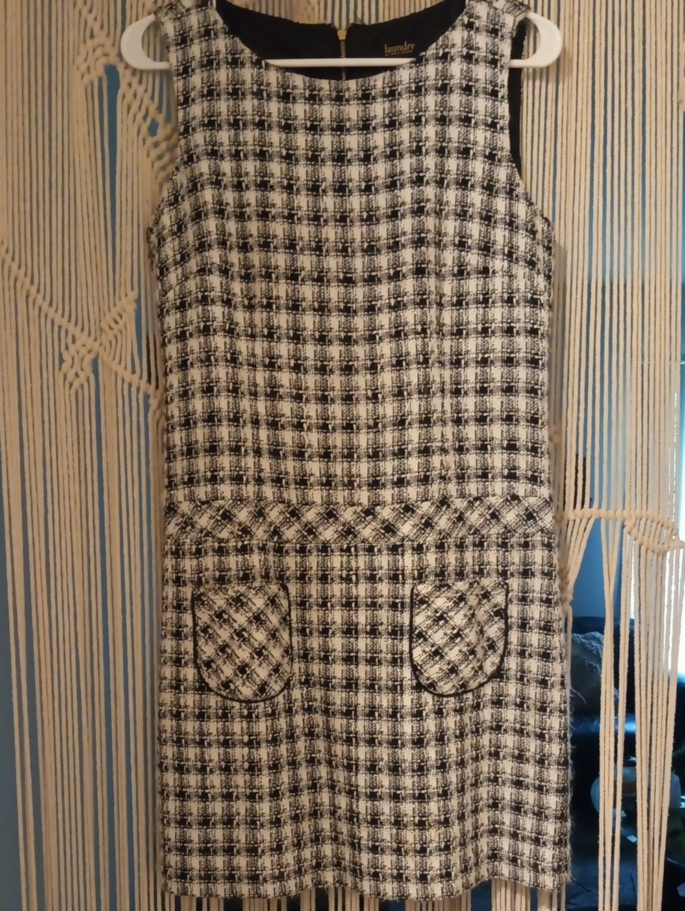 Laundry By Shelli Segal Black and White Tweed Mini Dress With Pockets